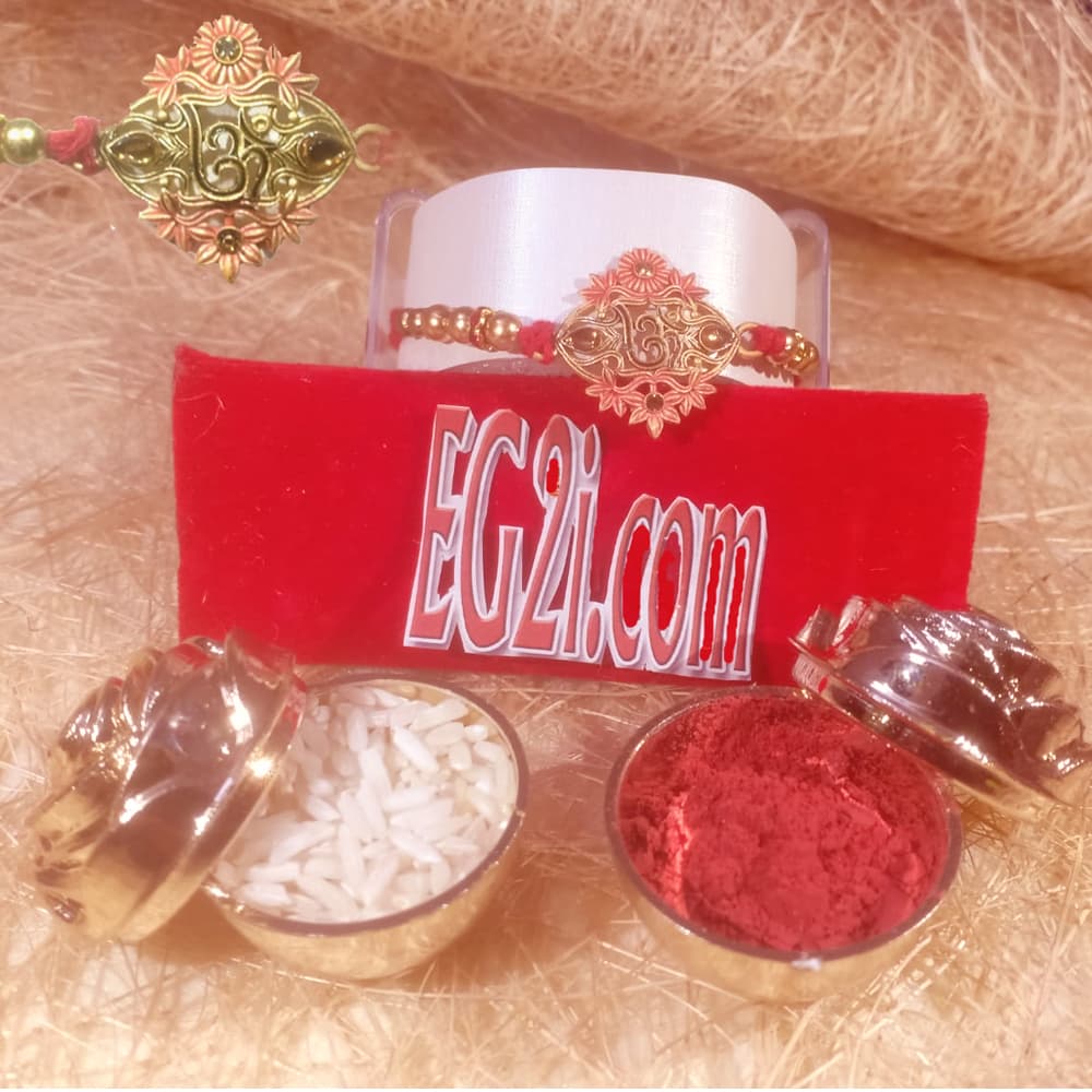 OM Rakhi With Roli-Chawal