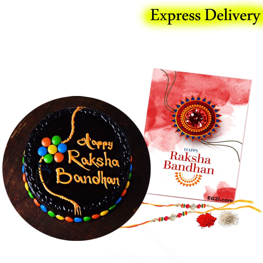 Rakhi chocolate Cake with Greetings Card