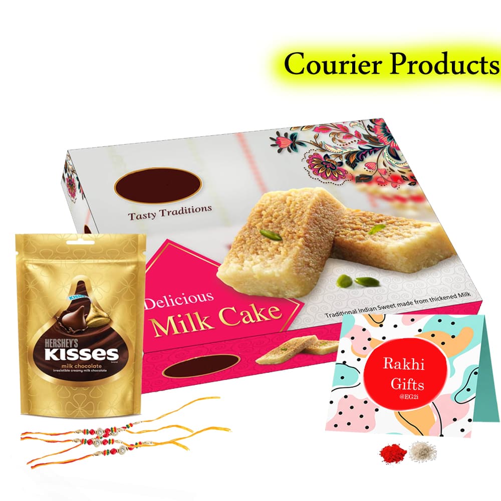 Milk cake with Kisses Chocolates for Rakhi