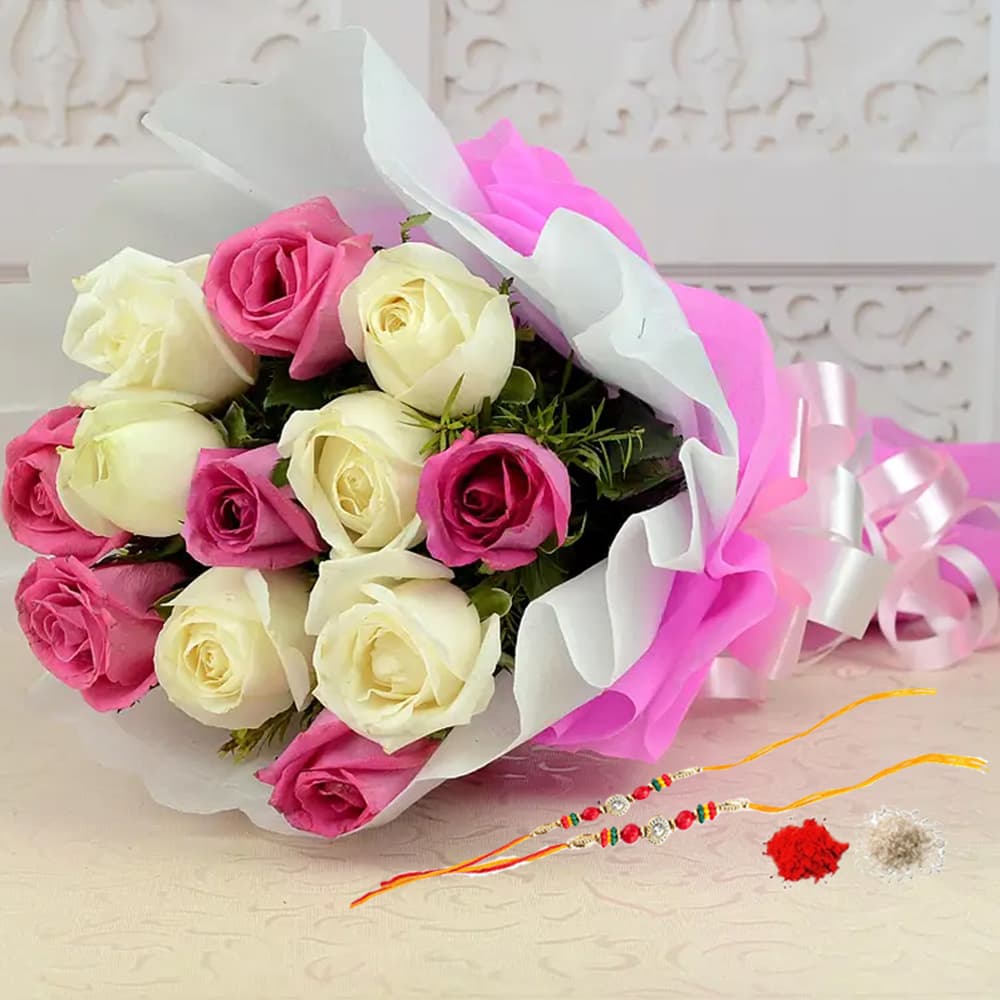 Pink and White Roses Bouquet